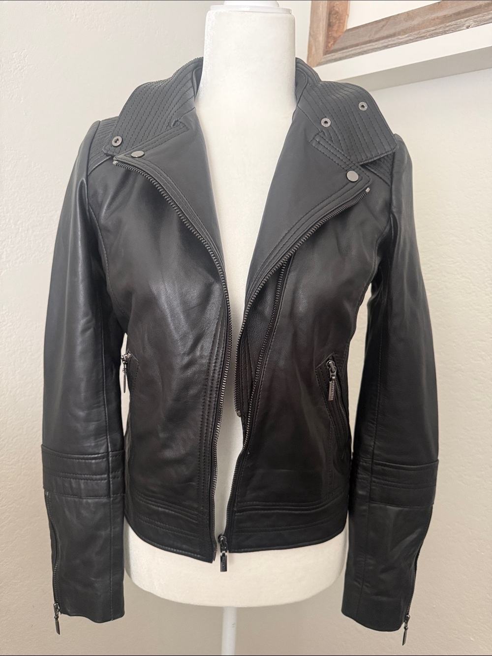 Bernardo Black Leather Moto Jacket - Women